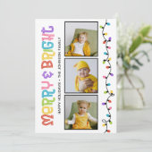 Merry & Bright Foto Feiertagskarte (Stehend Vorderseite)