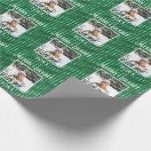 Merry & Bright Foto Green Metallic Stripe Geschenkpapier (Ecke)