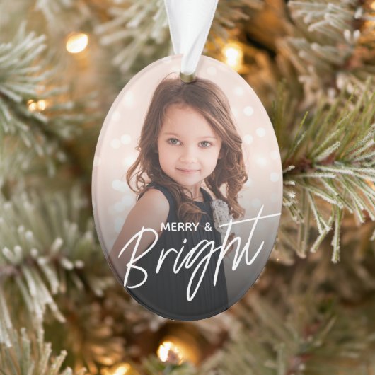 Merry & Bright | Foto Holiday Ornament (Baum)