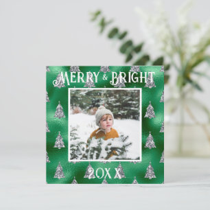 Merry & Bright Foto Metallic Glitzer Feiertagskarte