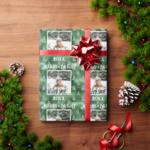 Merry & Bright Foto Metallic Glitzer Geschenkpapier