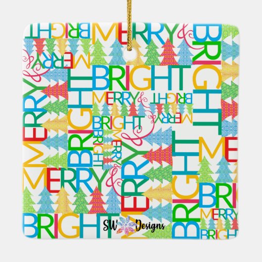 Merry & Bright Foto Ornament (Rückseite)