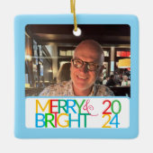 Merry & Bright Foto Ornament (Vorderseite)