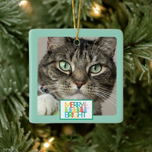 Merry & Bright Foto Ornament (Baum)