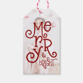 Merry Bright Foto Overlay Berry Red Christmas Geschenkanhänger (Vorderseite)