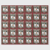 Merry & Bright Foto Red Green Metallic Geschenkpapier (Flach)