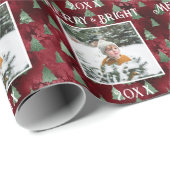 Merry & Bright Foto Red Metallic Glitzer Geschenkpapier (Rolleneckpunkt)