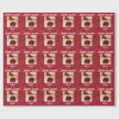 Merry & Bright Foto Red Metallic Stripe Geschenkpapier (Flach)