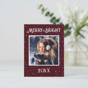 Merry & Bright Foto Red Starlights Holiday Feiertagspostkarte