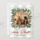 Merry & Bright Foto Weihnachtskarte Feiertagskarte (Vorderseite)