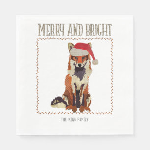 Merry & Bright Fox Napkin Serviette