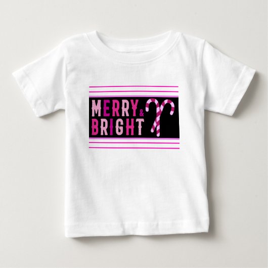 Merry & Bright, Frohe Weihnachten Baby T-shirt (Vorderseite)