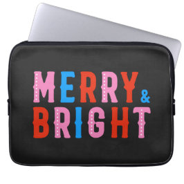 Merry & Bright, Frohe Weihnachten Laptopschutzhülle