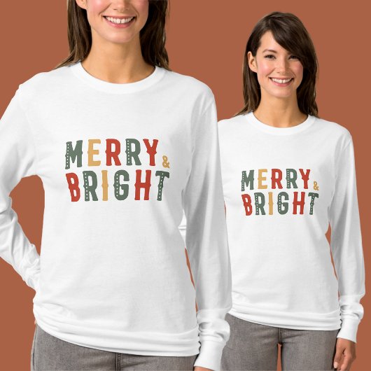 Merry & Bright, Frohe Weihnachten T-Shirt