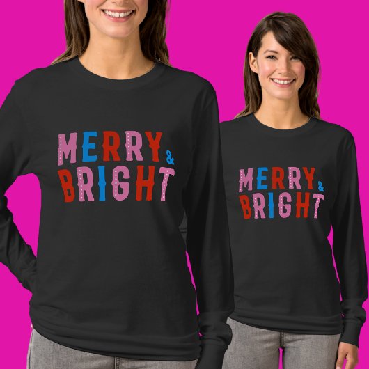 Merry & Bright, Frohe Weihnachten T-Shirt