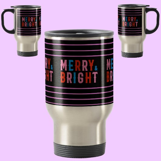 Merry & Bright, Frohe Weihnachten, Weihnachtsgesch Reisebecher