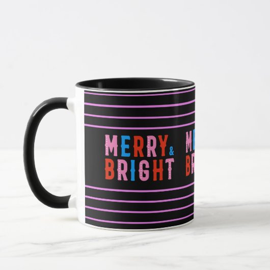 Merry & Bright, Frohe Weihnachten, Weihnachtsgesch Tasse (Links)