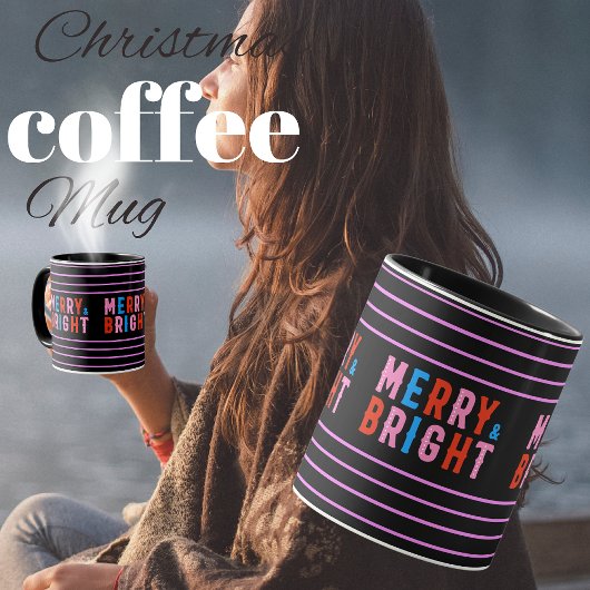 Merry & Bright, Frohe Weihnachten, Weihnachtsgesch Tasse