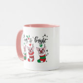 Merry Bright fügen monogramm Schwein Weihnachten Tasse (Vorderseite Links)