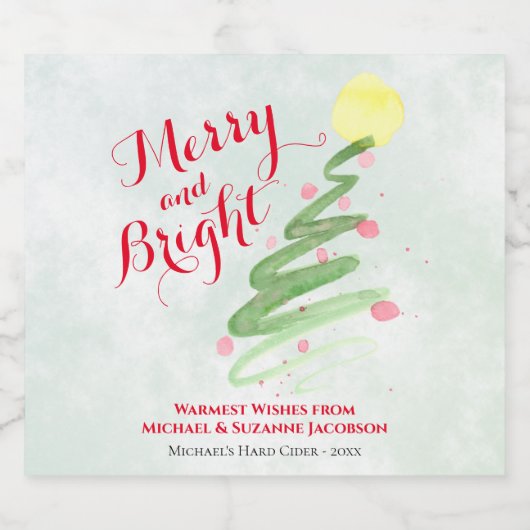 Merry & Bright Fun Abstrakter Weihnachtsbaum Bierflaschenetikett (Einzelnes Label)