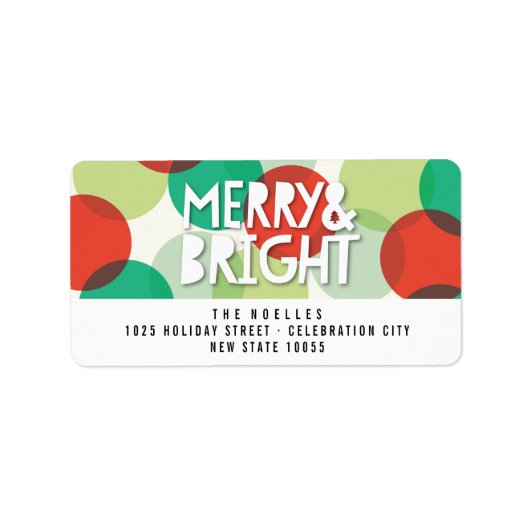 Merry & Bright Fun farbenfroh Confetti Dots Holida Adressaufkleber (Vorne)
