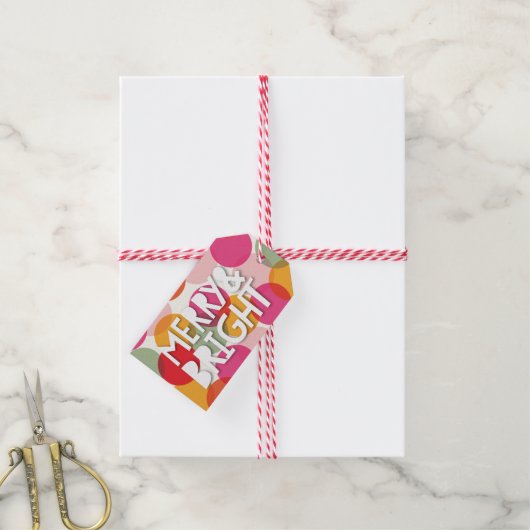 Merry & Bright Fun farbenfroh Confetti Dots Holida Geschenkanhänger (Mit Garn)