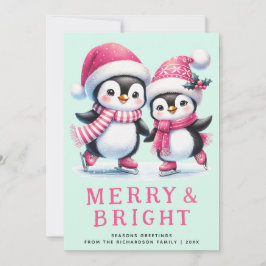 Merry & Bright Fun Penguin Pink Minze Weihnachten