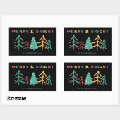 Merry & Bright Fun Pine Stilvolle Weihnachten Schw Rechteckiger Aufkleber (Blatt)