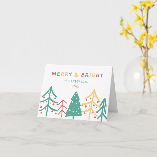 Merry & Bright Fun Pine Stilvolle Weihnachtskarten Karte (Gelbe Blume)