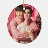 Merry & Bright Gay Retro Rosa | Benutzerdefinierte Keramik Ornament (Links)