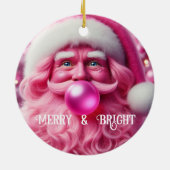 Merry & Bright Gay Retro Rosa | Benutzerdefinierte Keramik Ornament (Hinten)