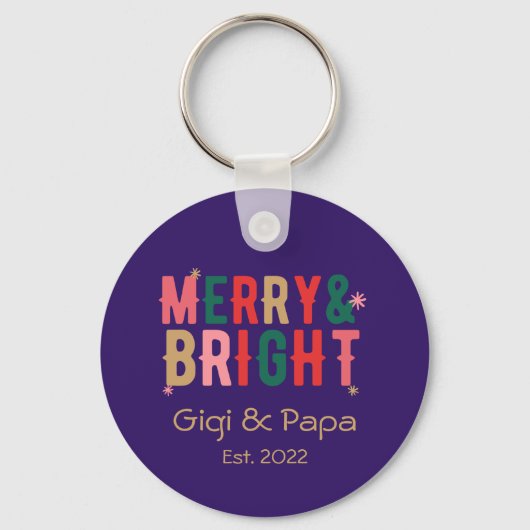 Merry & Bright Gigi & Papa Großeltern Geschenk Key Schlüsselanhänger (Vorderseite)