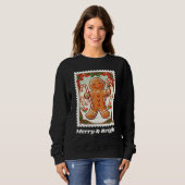 Merry & Bright Gingerbrot Weihnachtspost Briefmark Sweatshirt (Vorne ganz)