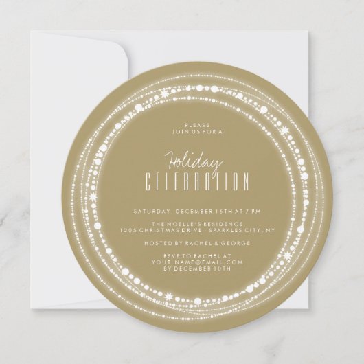 Merry & Bright Glitzern Chic Feier einladen Einladung (Vorderseite)