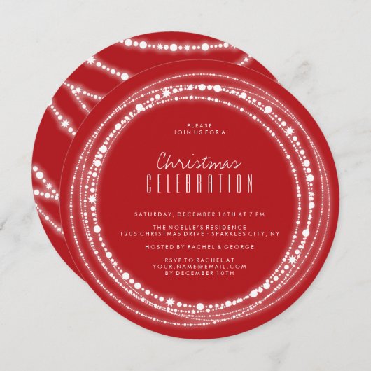 Merry & Bright Glitzern Chic Feier einladen Einladung (Vorne/Hinten)