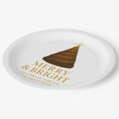 Merry & Bright Gold Christmas Paper Dinner Plates Pappteller (Schrägansicht)
