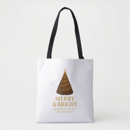 Merry & Bright Gold Christmas Shopping Tote Bag Tasche (Vorderseite)