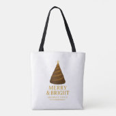 Merry & Bright Gold Christmas Shopping Tote Bag Tasche (Rückseite)