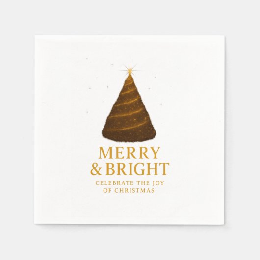 Merry & Bright Gold Glitter Christmas Cocktail  Serviette (Vorderseite)