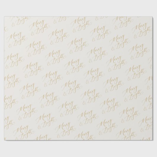 Merry & Bright Gold Script Christmas Geschenkpapier (Flach)