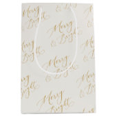 Merry & Bright Gold Script Christmas Gift Bag Mittlere Geschenktüte (Vorderseite)