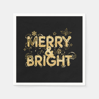 Merry & Bright – Golden Christmas Lights Serviette