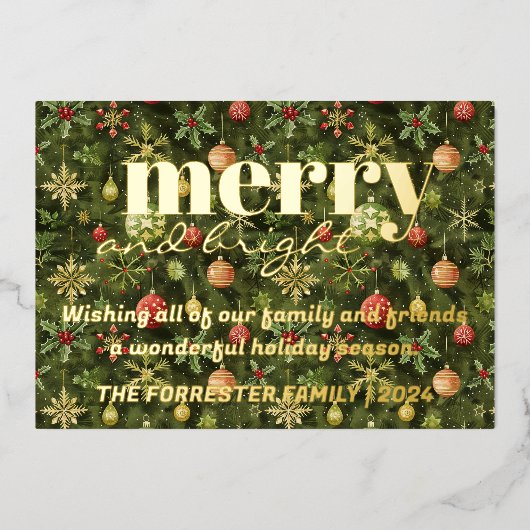 Merry Bright green Christmas Folien Feiertagskarte (Vorderseite)