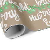 Merry & Bright Green Christmas Tree Lights Kraft W Geschenkpapier (Rolleneckpunkt)