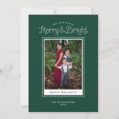 Merry Bright Green Elegant Foto Feiertagskarte (Vorderseite)
