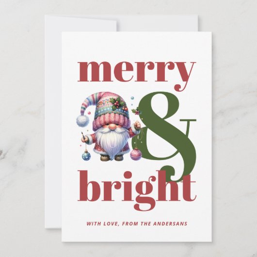 Merry & Bright Green Gnome Weihnachten außerhalb d (Vorderseite)