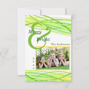 Merry & Bright Green Lines - 3x5 Weihnachtskarte Einladung