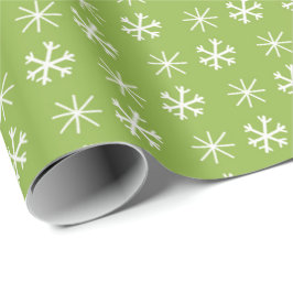 Merry & Bright Green / White Christmas Snowflake Geschenkpapier