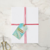 Merry & Bright | Grüne Pastel und Gold Geschenkanhänger (Mit Garn)
