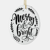 Merry & Bright Hand Script | B&W Keramik Ornament (Rechts)